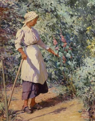 Mulher em um jardim