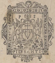 Dois Putti com escudo inscrito Pier Santi