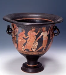 Krater de Cumae representando uma cena de oferendas (terracota, 320-310 a.C.)