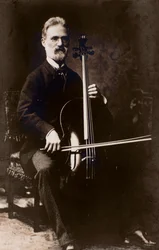 Retrato de Alfredo Piatti (1822-1901) compositor e violoncelista italiano