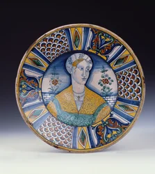 Um prato grande de retrato Deruta, c.1530