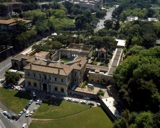 Vista aérea da Villa Giulia em Roma, Itália