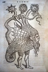 Alchimie: Monster Hybrid, in - "De Transmutatione Metallica Sogni Tre", de Giovanni Battista Nazari, editado em Brescia em 1599.
