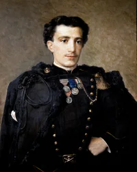 Alfredo Savio, oficial de artilharia, participou na Guerra da Independência de 1859-60 (óleo sobre tela)