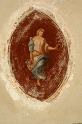 Alegoria da Abundância, Fresco, Palácio Ternengo Gromo (século XVI), Bairro medieval de Piazzo, Biella, Piemonte, Itália