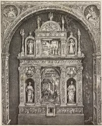 Altar na igreja de Santa Cita, de Antonello Gagini, Palermo, Itália, gravura de desenho de G Cavallotti, de L