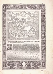 Uma página ilustrada de uma edição latina de Plutarchus 