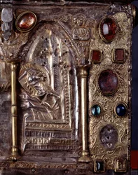 Arca de Barbarossa, com cenas da vida de São João Batista (madeira, folha de prata e pedras