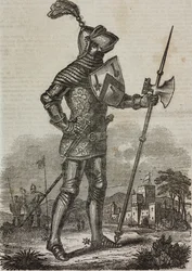 Armadura da época do Rei Henrique V de Inglaterra, ilustração do 