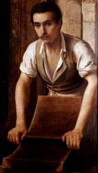 Fabrico artesanal de chocolate Pintura anónima de um sinal. 1875-1900 Milão, museo di Milano