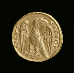 Augustalis de Frederico II (1198-1250), Reino da Sicília e sul da Itália, Messina Mint, 1231-50 (reverso) (ouro) (para anverso ver 168052)