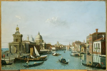 Os arredores de Canaletto Veneza, Canale Grande com Dogana e Santa Maria della Salute (pintura sobre tela)
