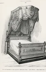 Canopy cama, por Mercier Freres, Paris, ilustração de L
