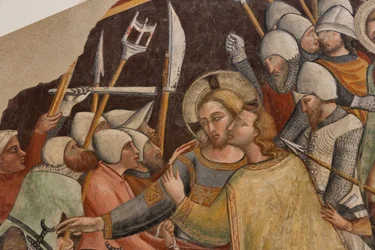 Captura de Cristo, pelo Mestre da abside direita de São Francisco em Montefalco, afresco destacado, final do século XIV