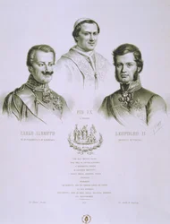 Charles Albert, Pio IX e Leopoldo II, 1848