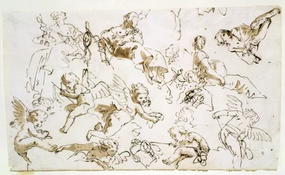 Querubins, início do século XVIII (caneta e tinta e papel lavado)