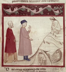 Dante e Virgílio (70-19 aC) encontram as almas presas nas rochas, da Divina Comédia de Dante Alighieri (1265-1321)