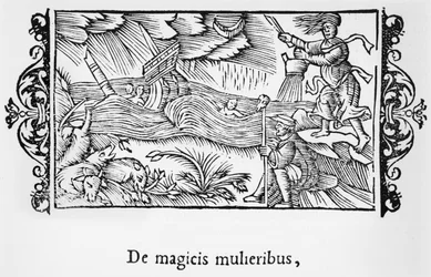 O mágico mulheres ilustração Descrição do Norte por Olaus Magnus (1490-1558), publicado em Roma, 1555