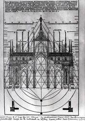 Projeto para a Catedral de Milão, ilustração de De Architectura por Vitruvius, Como, 1521