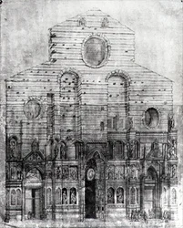 Desenho da fachada de Santa Maria del Fiore ou do Duomo, Florença (caneta e tinta sobre papel) (foto a pb)