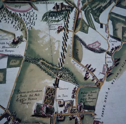 Detalhe do mapa da cidade de Verona e seus subúrbios, Itália