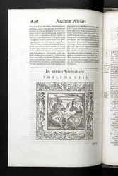 Emblema 152, em Vitam Humanum, do Emblema de Andrea Alciato, Pádua, Petro Paulo Tozzi