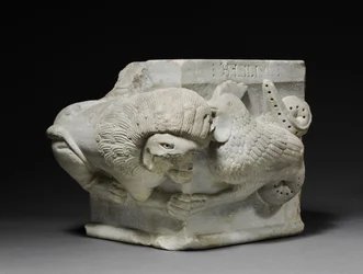 Capital Envolvido com um Leão e um Basilisco, 1175-1200