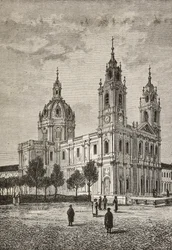 Basílica da Estrela, Lisboa, Portugal, gravura de L