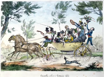 Expedição ao Testaccio, perto de Roma, em uma caratella, c.1830