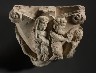 Fragmento de uma capital com cenas da infância de Maria, oficina da Catedral de Monopoli, início dos anos 1100