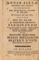 Frontispício do Mozarts Lucio Silla, realizado em Milão em 1773