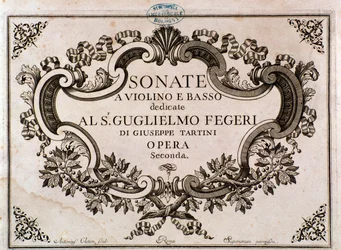 Frontispício de partitura musical para Sonatas de Giuseppe Tartini (litho)