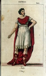 Gaetano Crivelli (1768-1836) no papel de Tito em "La Clemence de Tito" de Wolfgang Amadeus Mozart (1756-1791) representado no La Scala de Milão em 1819
