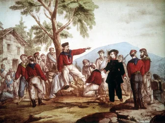 Garibaldi (1807-1882) ferido em Aspromonte.