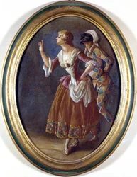 Arlequim e Colombine. Pintura anónima do início do século XIX. Museu Burcardo, Roma.