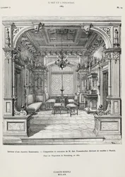 Interior do quarto estilo neo-renascentista de Possenbacher, Mónaco, ilustração de L