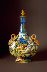 Io e Juno. Jarro de cerâmica da oficina Fontana em Urbino, Itália. Século XVI. Museu Nacional do Bargello, Florença, Itália