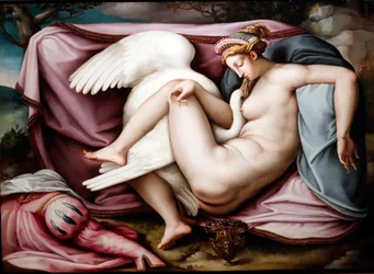 Leda e o cisne. Pintor romano 1550. Génova. Itália.