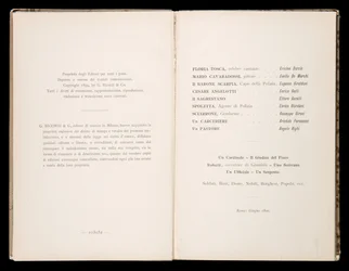 Libretto de Tosca por Giacomo Puccini, Edição Ricordi, Itália
