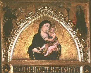 Madonna and Child (tempera no painel)