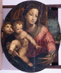 Madonna e criança com John the Baptist, 1546-55 (óleo em madeira de pinho)
