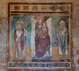 Madonna entronizada com os Santos Agostinho e Severo, Oratório do Crucifixo, último quarto do século XIII (fresco)