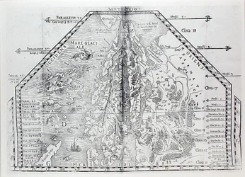 Mapa da Escandinávia, a partir de um atlas de Olaus Magnus