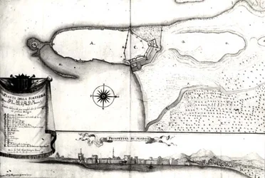 Mapa da Fortaleza em Modon, Morea