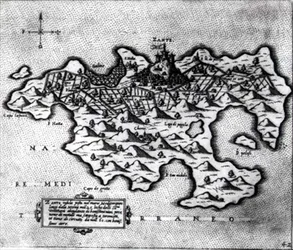 Mapa da Ilha de Zante, um bastião veneziano contra os turcos