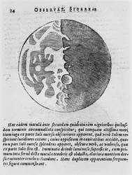 Mapa da Lua, ilustração de Sidereus Nuncius de Galileo Galilei, 1610