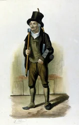 Milanese Metier: um cortador de madeira segurando um machado na sua mão.