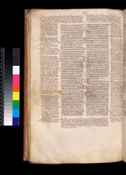 Sra. 213. Gregory IX, Decretales with Apparatus de Bernardo Botone de Parma, F.93v. Texto principal em um livro gótico (littera rotunda)