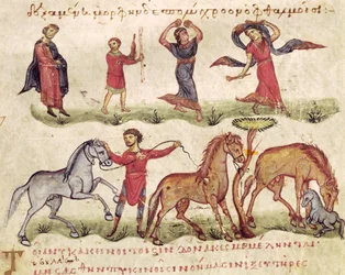 Grec 479 Horse Trainers, ilustração da Halieutica ou da Cynegetica por Oppian