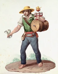 Pequenos ofícios napolitanos: o vendedor ambulante de água fresca - (Antigo ofício: o vendedor de água), século XIX - Nápoles, Museo Nazionale di San Martino